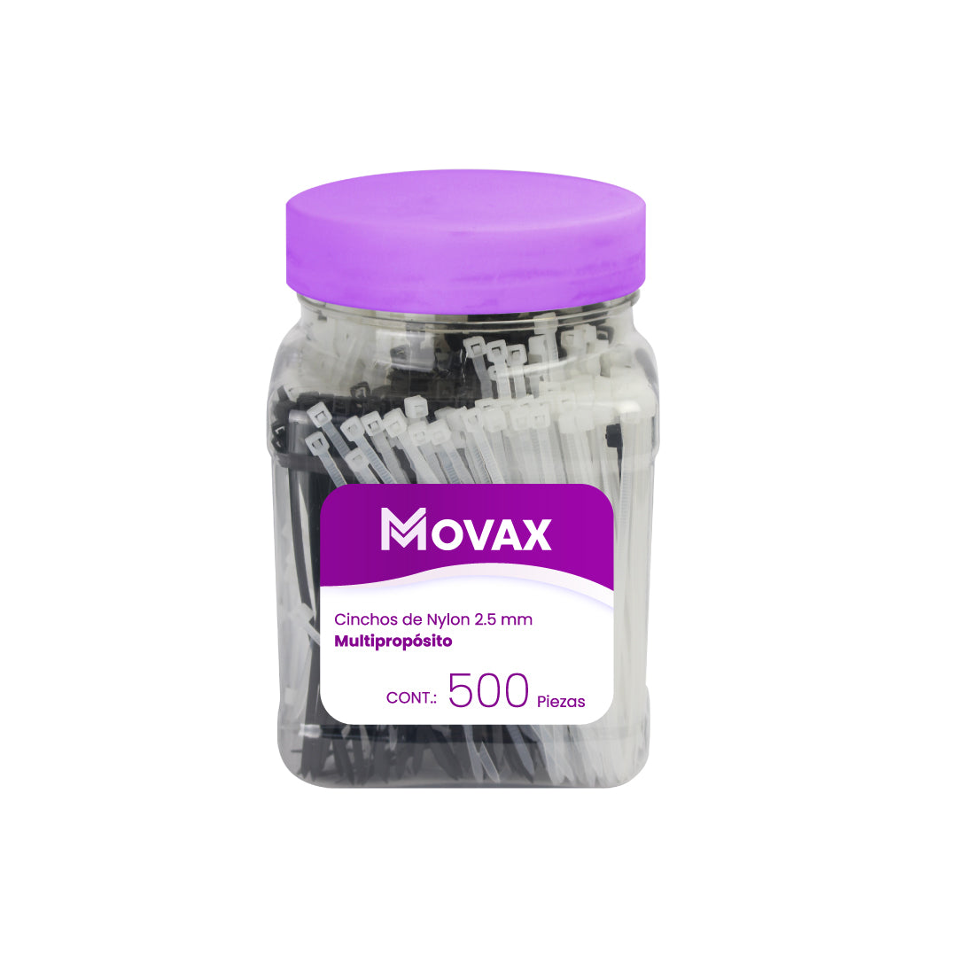 Frasco de Cinchos de Nylon 2.5 mm x 100 mm (500 piezas)